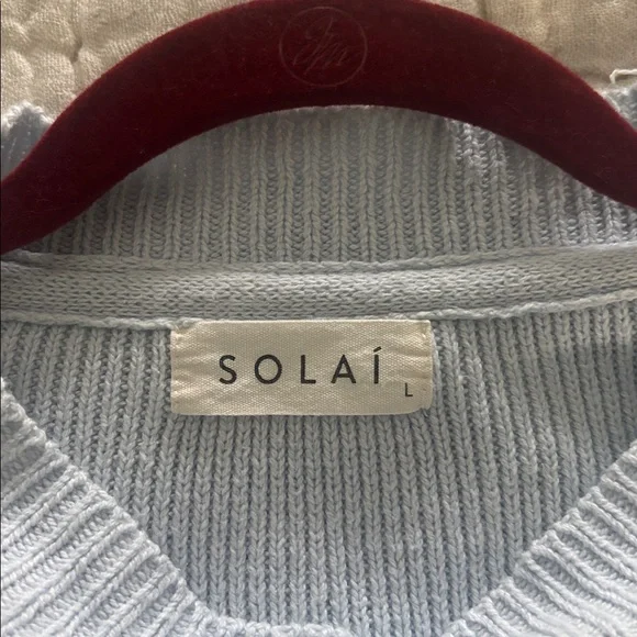 SOLAI Light Blue Women's Crew Neck Sweater SIZE LARGE - Picture 4 of 5